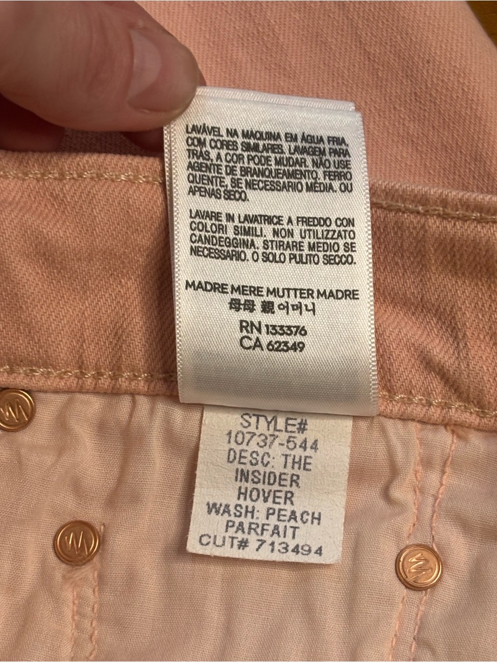 MOTHER The Insider Hover High Rise Crop Flare Jeans Peach Parfait Pink 26 - Picture 9 of 15